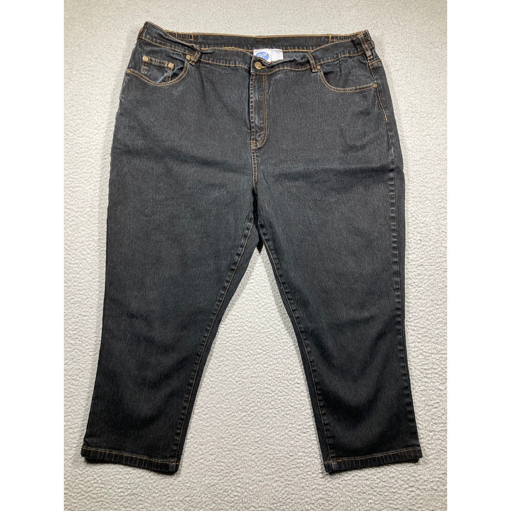DG Diane Gilman Jeans Women's Plus 22W Black Stretch‎ Part Elastic Waist Denim